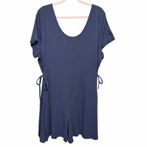 Any body navy blue vneck romper plus size 3X cotton modal blend coastal resort